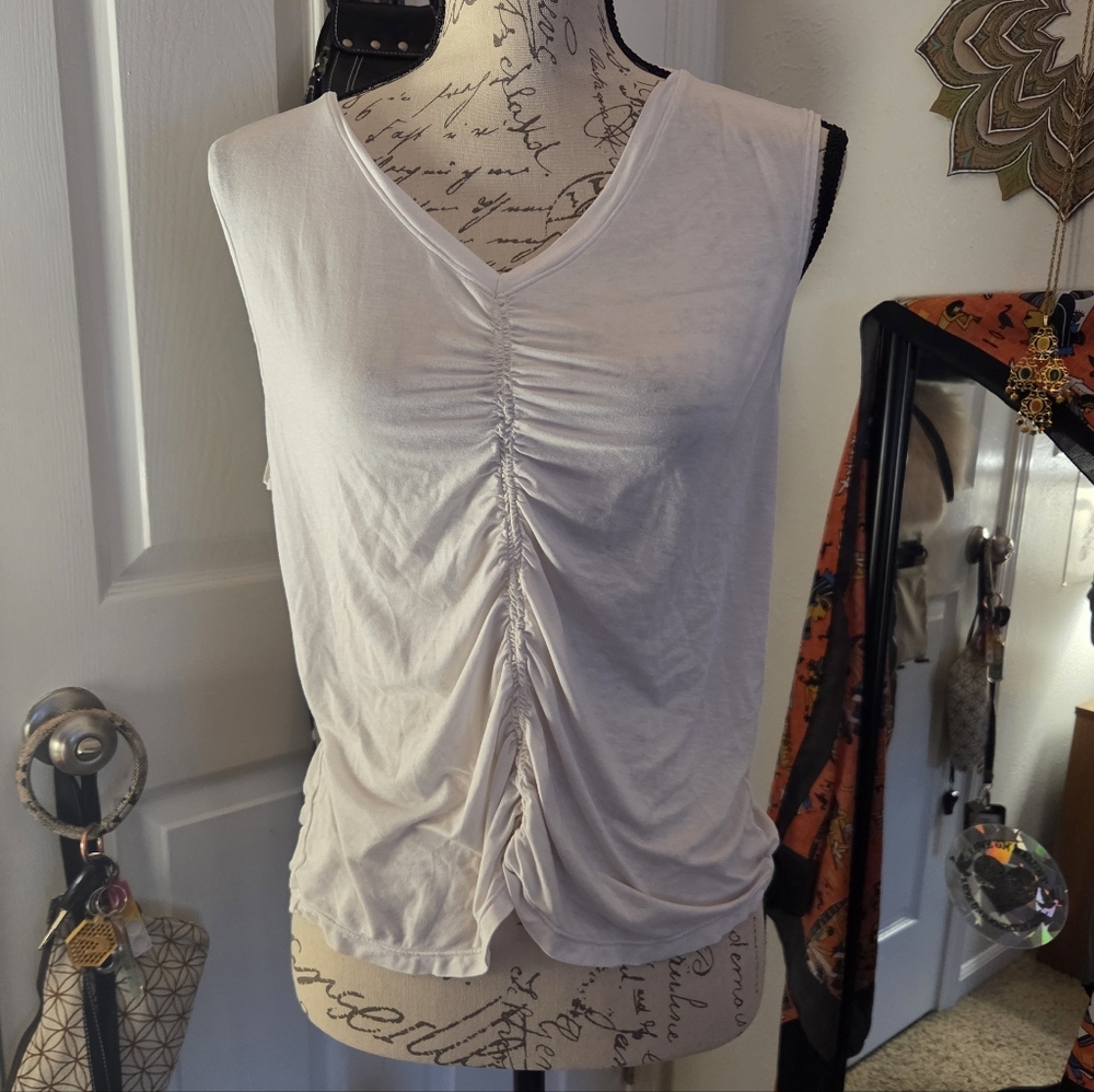 Reversible ruched tank top - white